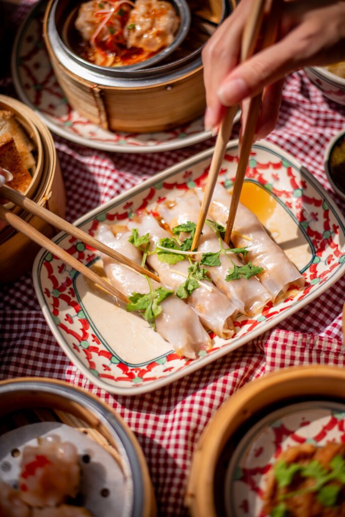 Thai Food being eaten with chopsticks